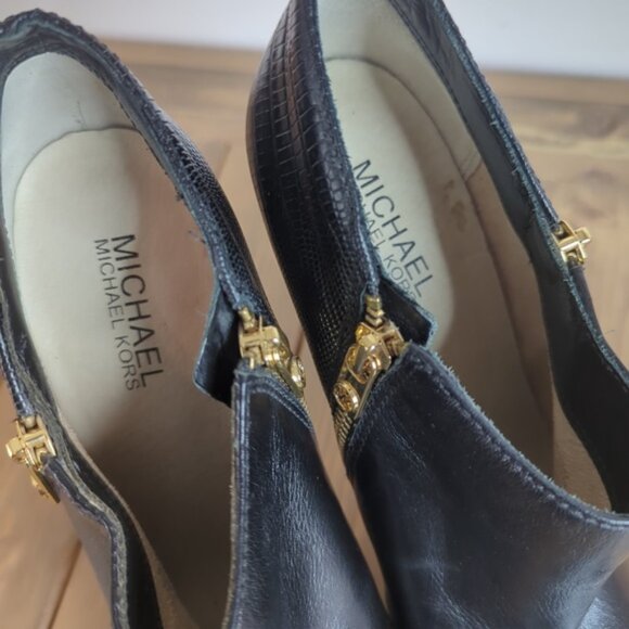 Michael Kors Black Leather Stiletto Heel Ankle Boots - Picture 9 of 11